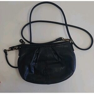 Fossil Pebbled black leather Crossbody mini purse bag‎